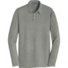 Port Authority Men's Monument Grey Long Sleeve Meridian Cotton Blend Polo