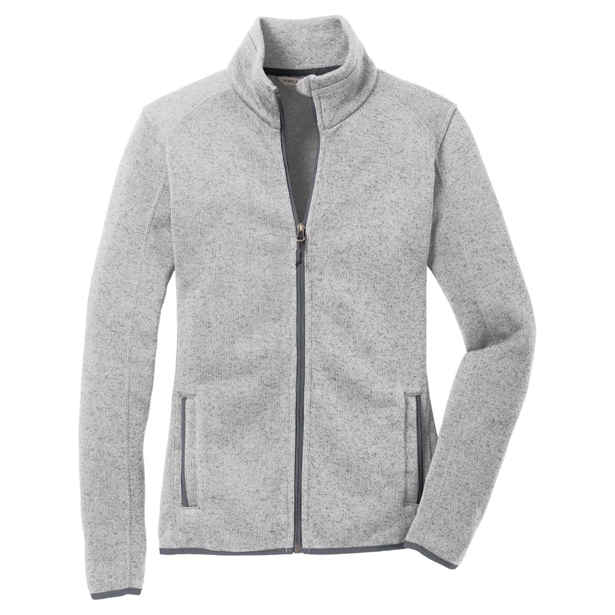 Port Authority Women's Grey Heather Sweater Fleece Jacket 1 Port Authority Women's Grey Heather Sweater Fleece Jacket