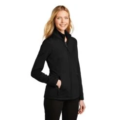 Port Authority Women's Deep Black Grid Fleece Jacket -Sportswear Shop L239 Deep Black HTS