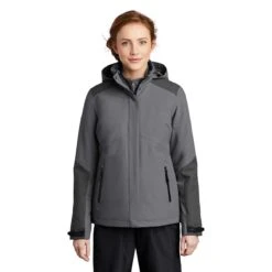 Port Authority Women's Shadow Grey/Storm Grey Insulated Waterproof Tech Jacket -Sportswear Shop L405 Shadow Grey Storm Grey HTF