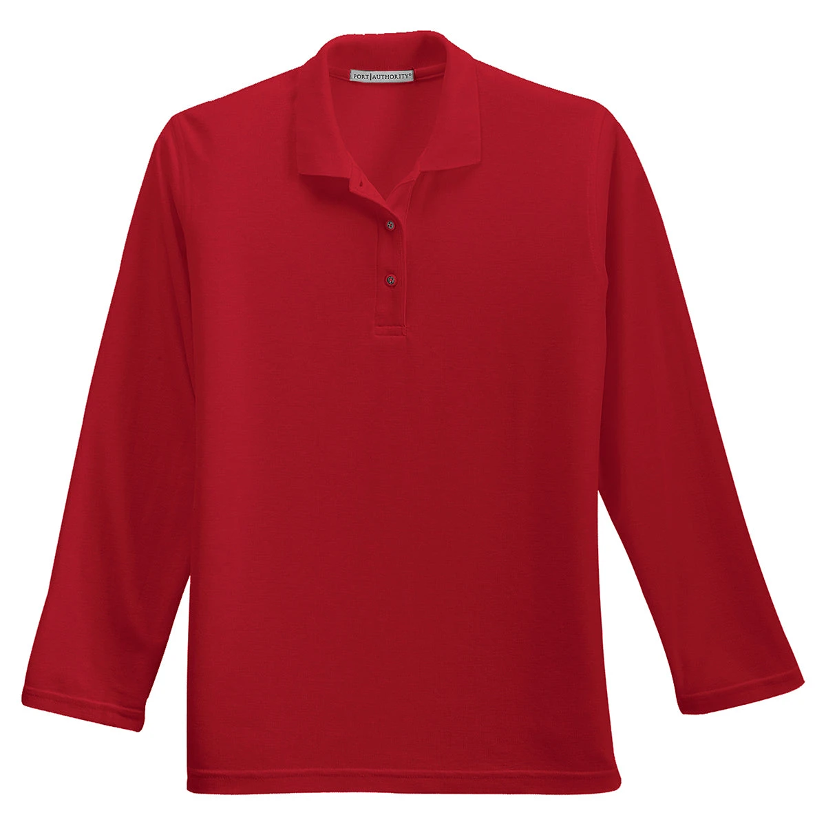 Port Authority Women's Red Long Sleeve Silk Touch Polo 1 Port Authority Women's Red Long Sleeve Silk Touch Polo