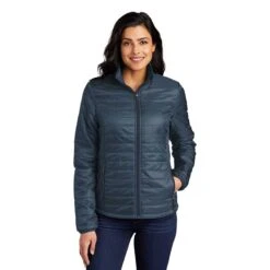 Port Authority Women's Regatta Blue/ River Blue Packable Puffy Jacket -Sportswear Shop L850 RegBl RivrBl HTF