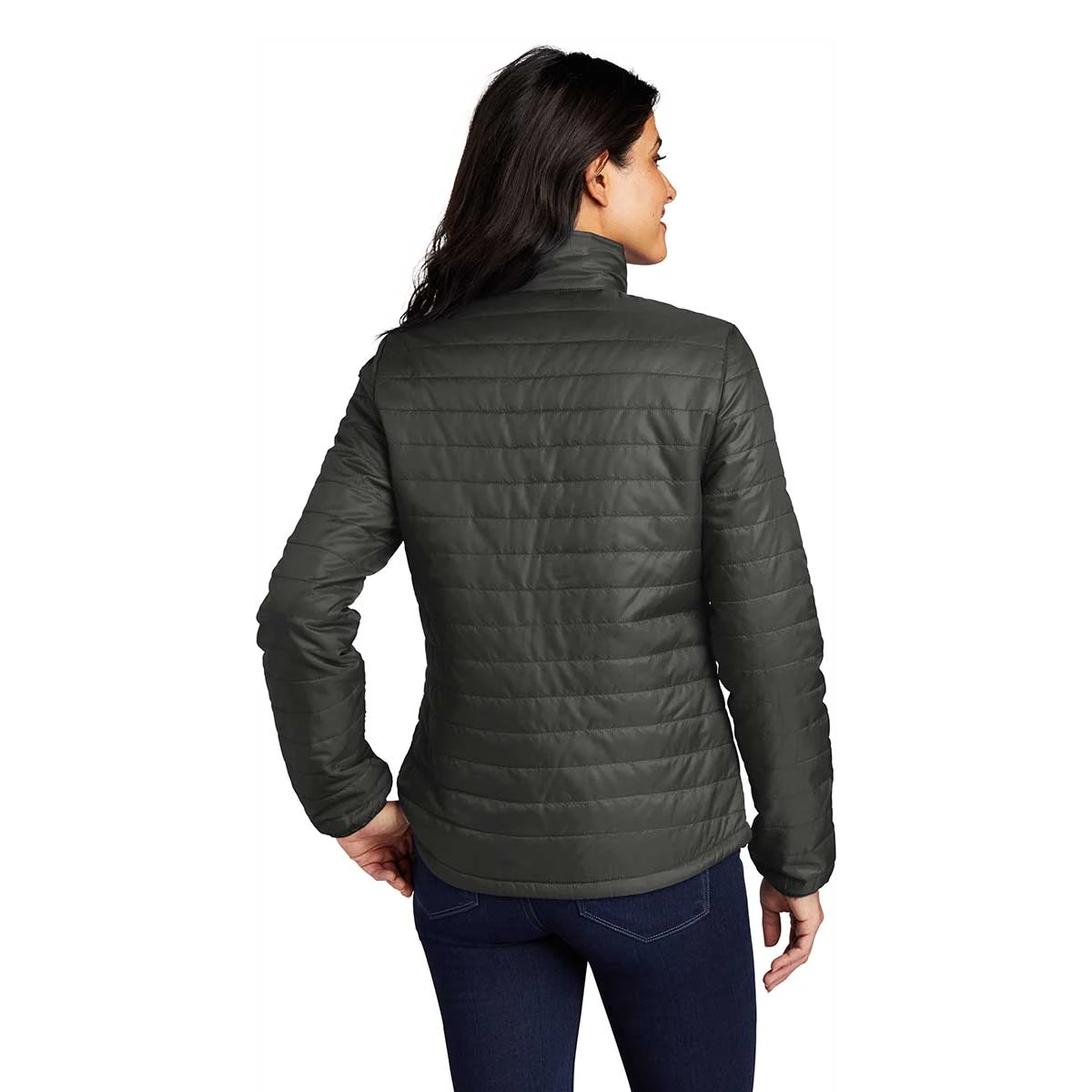 Port Authority Women's Sterling Grey/ Graphite Packable Puffy Jacket 4 Port Authority Women's Sterling Grey/ Graphite Packable Puffy Jacket - Image 4