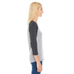 LAT Women's Vintage Heather/Vintage Smoke Baseball Fine Jersey T-Shirt -Sportswear Shop LA3530 Vintage Heather Vintage Smoke HTS