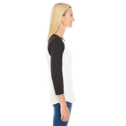 LAT Women's White/Black Baseball Fine Jersey T-Shirt -Sportswear Shop LA3530 White Black HTS