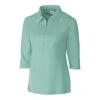 Cutter & Buck Women's Loft/White Blaine Oxford 3/4 Sleeve Zip Polo