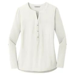 Port Authority Women's Ivory Chiffon Concept Henley Tunic