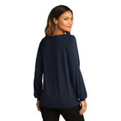 Port Authority Women's River Blue Navy Luxe Knit Jewel Neck Top -Sportswear Shop LK5600 River Blue Navy HTB