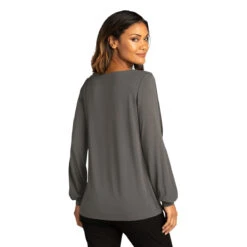 Port Authority Women's Sterling Grey Luxe Knit Jewel Neck Top -Sportswear Shop LK5600 Sterling Grey HTB