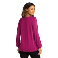 Port Authority Women's Wild Berry Luxe Knit Jewel Neck Top -Sportswear Shop LK5600 Wild Berry HTB