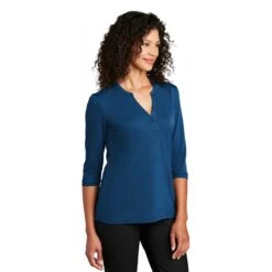 Port Authority Women's True Blue UV Choice Pique Henley -Sportswear Shop LK750 True Blue HTS