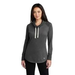 New Era Women's Black Heather Sueded Cotton Blend Cowl Tee -Sportswear Shop LNEA123 Black Heather HTF