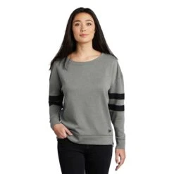 New Era Women's Shadow Grey Heather Tri-Blend Fleece Varsity Crew -Sportswear Shop LNEA513 Shadow Grey Heather HTF