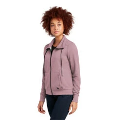 New Era Women's Dusty Mauve Heather Performance Terry Full-Zip Cowl -Sportswear Shop LNEA530 Dusty Mauve Heather HTS
