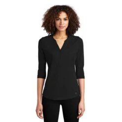 OGIO Women's Blacktop Jewel Henley -Sportswear Shop LOG104 Blacktop HTF