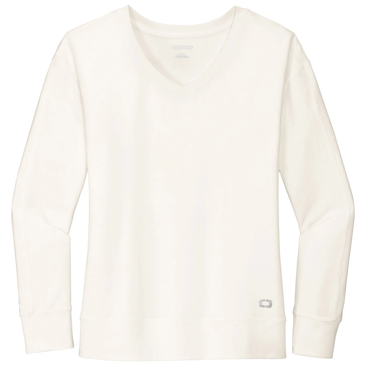 OGIO Women's Ivory Snow Luuma Flex Long Sleeve V-Neck 1 OGIO Women's Ivory Snow Luuma Flex Long Sleeve V-Neck