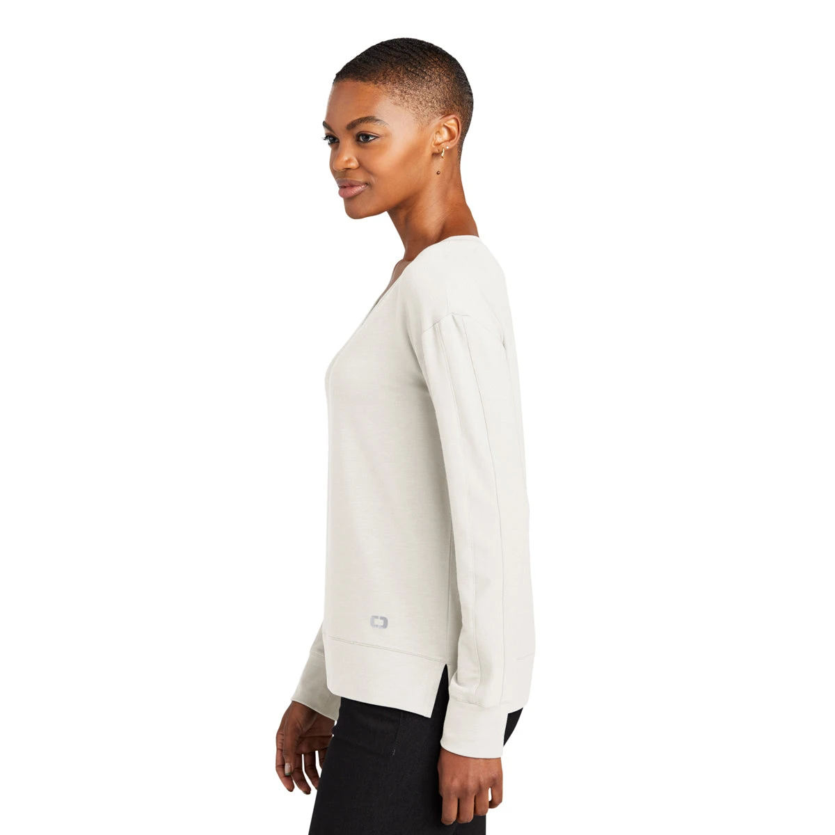 OGIO Women's Ivory Snow Luuma Flex Long Sleeve V-Neck 5 OGIO Women's Ivory Snow Luuma Flex Long Sleeve V-Neck - Image 5