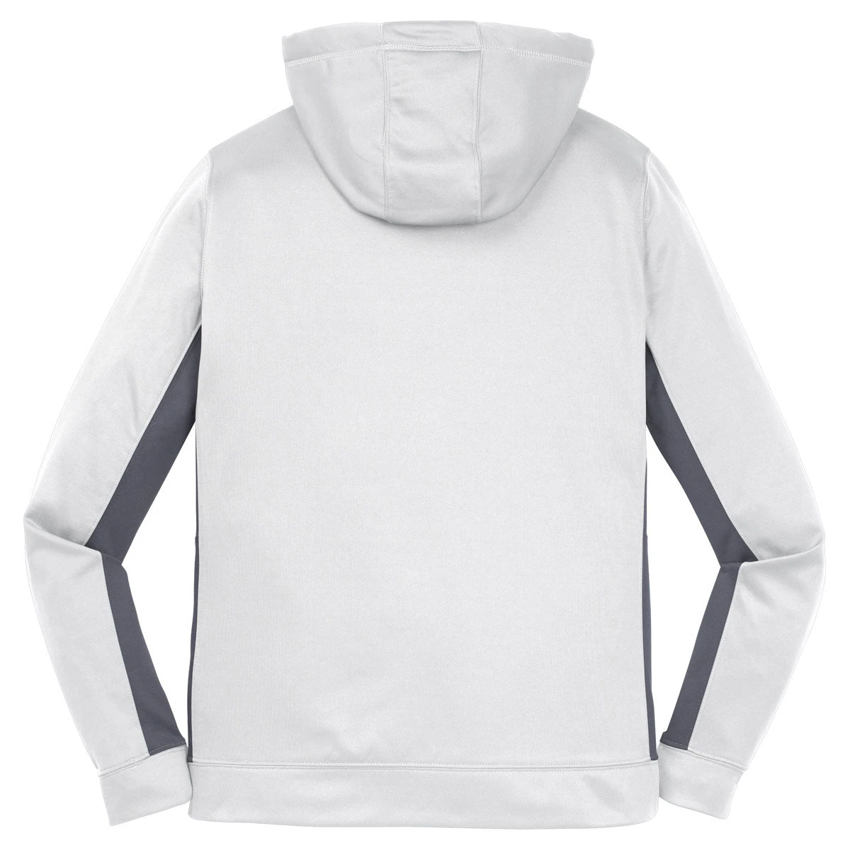 Sport-Tek Women's White/Dark Smoke Grey Sport-Wick Fleece Colorblock Hooded Pullover 2 Sport-Tek Women's White/Dark Smoke Grey Sport-Wick Fleece Colorblock Hooded Pullover - Image 2