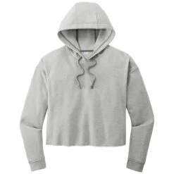 Sport-Tek Women's Light Grey Heather PosiCharge Tri-Blend Wicking Fleece Crop Hoodie