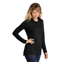 Sport-Tek Women's Black Triad Solid Posicharge Tri-Blend Wicking Long Sleeve Hoodie -Sportswear Shop LST406 Black Triad So HTS