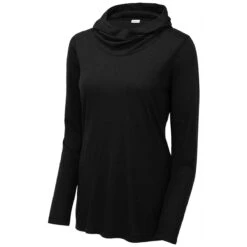 Sport-Tek Women's Black Triad Solid Posicharge Tri-Blend Wicking Long Sleeve Hoodie -Sportswear Shop LST406 Black Triad So S