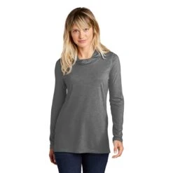 Sport-Tek Women's Dark Grey Heather Posicharge Tri-Blend Wicking Long Sleeve Hoodie -Sportswear Shop LST406 Dark Grey Hthr HTF