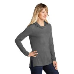 Sport-Tek Women's Dark Grey Heather Posicharge Tri-Blend Wicking Long Sleeve Hoodie -Sportswear Shop LST406 Dark Grey Hthr HTS