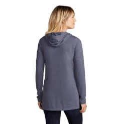 Sport-Tek Women's True Navy Heather Posicharge Tri-Blend Wicking Long Sleeve Hoodie -Sportswear Shop LST406 True Navy Hthr HTB