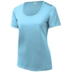 Sport-Tek Women's Light Blue Posi-UV Pro Scoop Neck Tee -Sportswear Shop LST420 Light Blue S