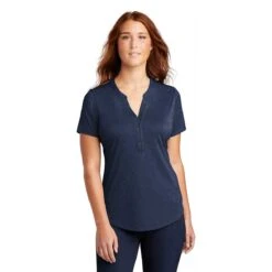 Sport-Tek Women's Dark Royal Heather Endeavor Henley -Sportswear Shop LST468 Dark Royal Hth HTF