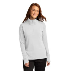Sport-Tek Women's White Sport-Wick Flex Fleece 1/4-Zip -Sportswear Shop LST561 White HTF