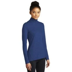 Sport-Tek Women's True Royal Heather Exchange 1.5 Long Sleeve Half Zip 9 Sport-Tek Women's True Royal Heather Exchange 1.5 Long Sleeve Half Zip -Sportswear Shop LST711 True Royal Heather HTS