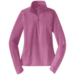 Sport-Tek Women's Pink Rush Heather Sport-Wick Stretch 1/2-Zip Pullover