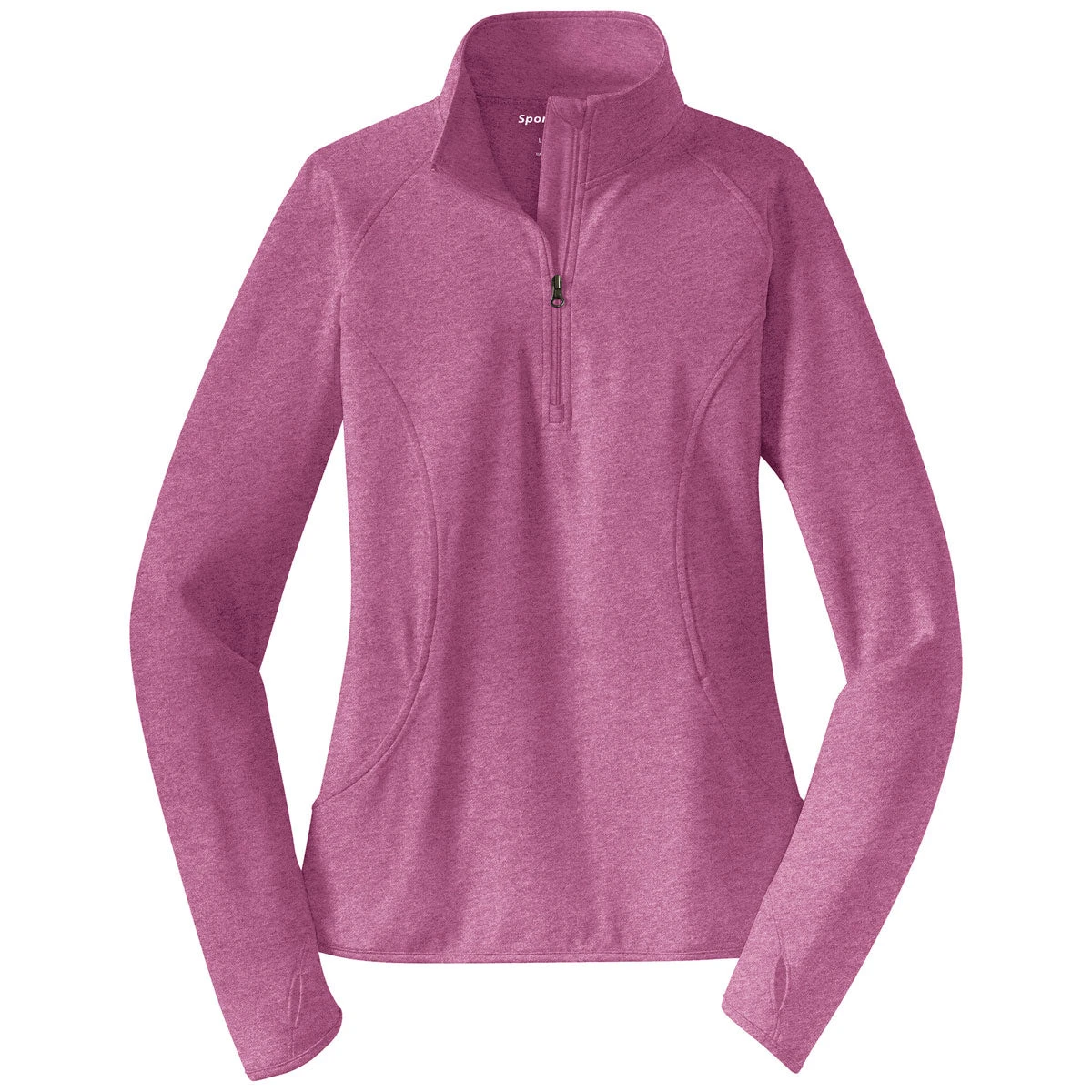 Sport-Tek Women's Pink Rush Heather Sport-Wick Stretch 1/2-Zip Pullover 1 Sport-Tek Women's Pink Rush Heather Sport-Wick Stretch 1/2-Zip Pullover