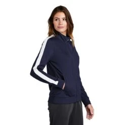 Sport-Tek Women's True Navy/White Tricot Track Jacket -Sportswear Shop LST94 True Navy Wht HTS