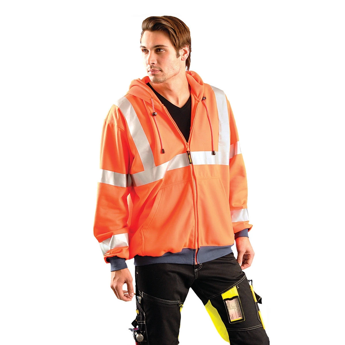 OccuNomix Men's Orange Premium Wicking Hoodie Sweatshirt 2 OccuNomix Men's Orange Premium Wicking Hoodie Sweatshirt - Image 2