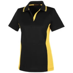 Harriton Women's Black/ Sunray Yellow Flash Snag Protection Plus Colorblock Polo -Sportswear Shop M386W TA S