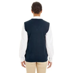 Harriton Women's Dark Navy Pilbloc V-Neck Sweater Vest -Sportswear Shop M415W Dark Navy HTB