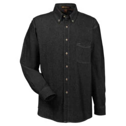 Harriton Men's Washed Black Tall 6.5 Oz. Long-Sleeve Denim Shirt