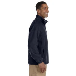 Harriton Men's Navy Tall 8 Oz. Full-Zip Fleece -Sportswear Shop M990T Navy HTS