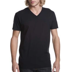 Next Level Men's Black Premium Fitted Short-Sleeve V-Neck Tee -Sportswear Shop N3200 Black HTF