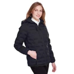 North End Women's Black/Carbon Loft Puffer Jacket -Sportswear Shop NE708W 9K HTS