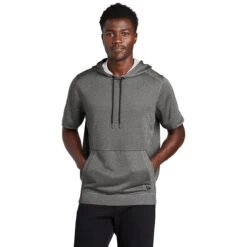New Era Men's Graphite Heather Performance Terry Short Sleeve Hoodie -Sportswear Shop NEA533 Graphite Heather HTF