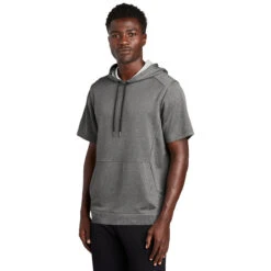 New Era Men's Graphite Heather Performance Terry Short Sleeve Hoodie -Sportswear Shop NEA533 Graphite Heather HTS