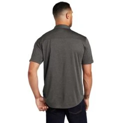 OGIO Men's Dark Heather Grey Gravitate Full-Button Polo -Sportswear Shop OG141 Dark Heather Grey HTB