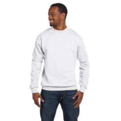 Hanes Men's White 7.8 Oz. EcoSmart 50/50 Fleece Crew