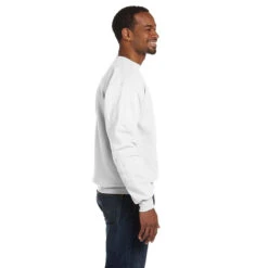 Hanes Men's White 7.8 Oz. EcoSmart 50/50 Fleece Crew -Sportswear Shop P1607 White HTS