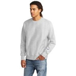 Champion Men's Ash Reverse Weave Crewneck Sweatshirt 9 Champion Men's Ash Reverse Weave Crewneck Sweatshirt -Sportswear Shop S149 Ash HTS