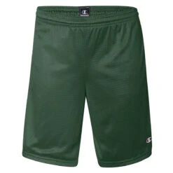 Champion Men's Athletic Dark Green Polyester Mesh 9" Shorts With Pockets