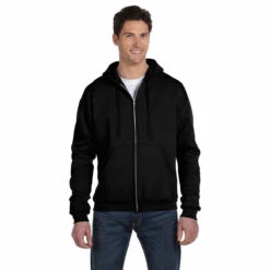 Champion Men's Black Eco 9-Ounce Full Zip Hood -Sportswear Shop S800 Black HTF